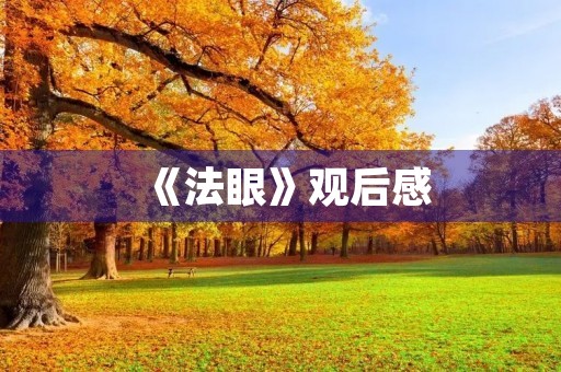 《法眼》观后感