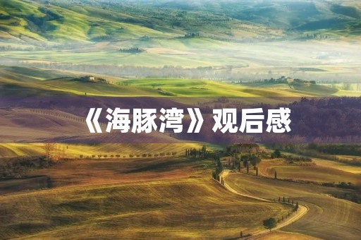 《海豚湾》观后感