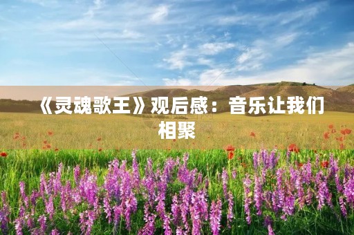 《灵魂歌王》观后感：音乐让我们相聚，灵魂让我们感动