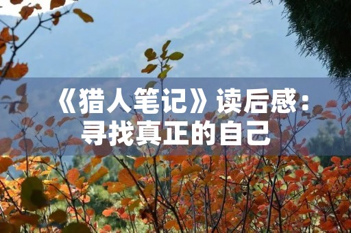 《猎人笔记》读后感:寻找真正的自己 《猎人笔记》读后感:寻找真正的自己