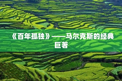 《百年孤独》——马尔克斯的经典巨著 《百年孤独》——马尔克斯的经典巨著