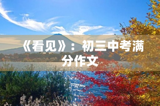 《看见》:初三中考满分作文 《看见》:初三中考满分作文