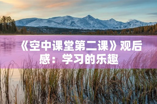 《空中课堂第二课》观后感:学习的乐趣 《空中课堂第二课》观后感:学习的乐趣