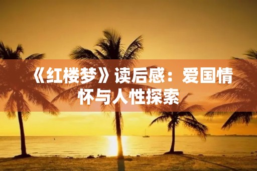 《红楼梦》读后感:爱国情怀与人性探索 《红楼梦》读后感:爱国情怀与人性探索