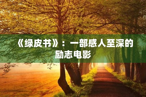 《绿皮书》:一部感人至深的励志电影 《绿皮书》:一部感人至深的励志电影