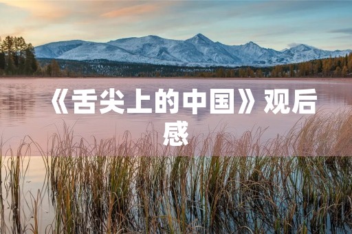 《舌尖上的中国》观后感