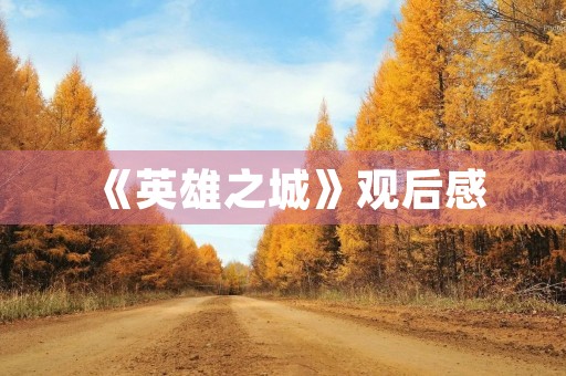 《英雄之城》观后感 《英雄之城》观后感