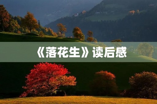 《落花生》读后感