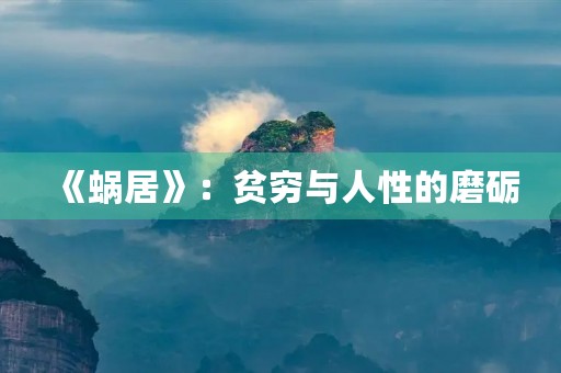 《蜗居》：贫穷与人性的磨砺