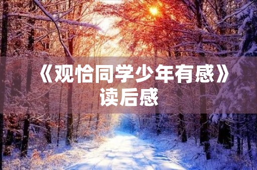 《观恰同学少年有感》读后感
