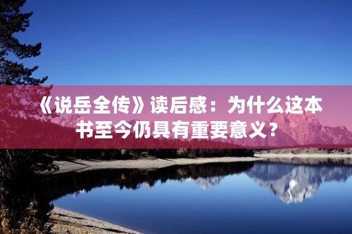 《说岳全传》读后感：为什么这本书至今仍具有重要意义？