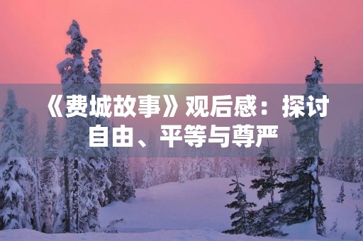 《费城故事》观后感:探讨自由、平等与尊严 《费城故事》观后感:探讨自由、平等与尊严