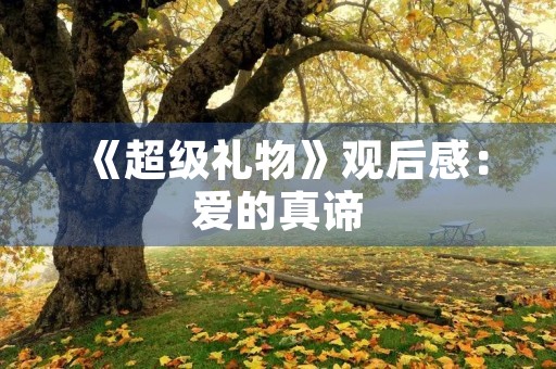 《超级礼物》观后感：爱的真谛