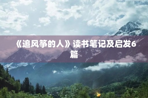 《追风筝的人》读书笔记及启发6篇 《追风筝的人》读书笔记及启发6篇