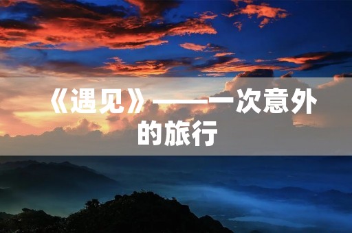 《遇见》——一次意外的旅行 《遇见》——一次意外的旅行