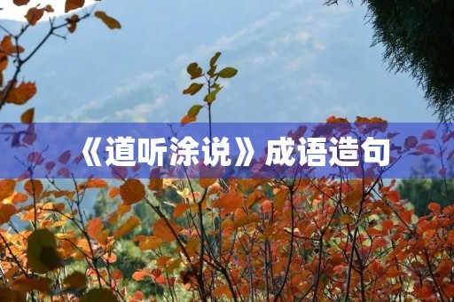 《道听涂说》成语造句 《道听涂说》成语造句