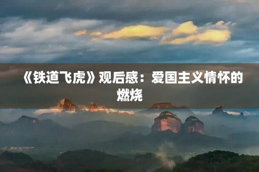 《铁道飞虎》观后感:爱国主义情怀的燃烧 《铁道飞虎》观后感:爱国主义情怀的燃烧
