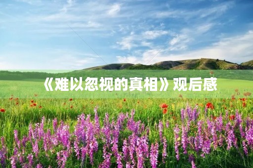 《难以忽视的真相》观后感 《难以忽视的真相》观后感