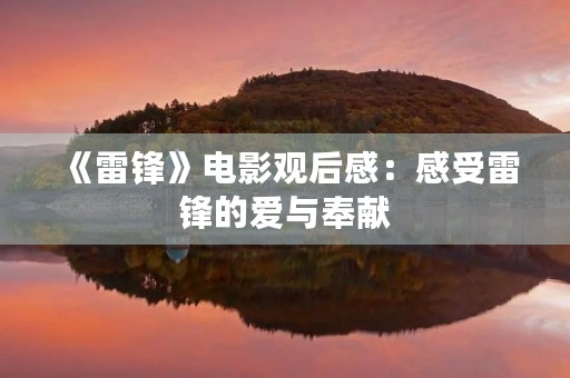 《雷锋》电影观后感：感受雷锋的爱与奉献