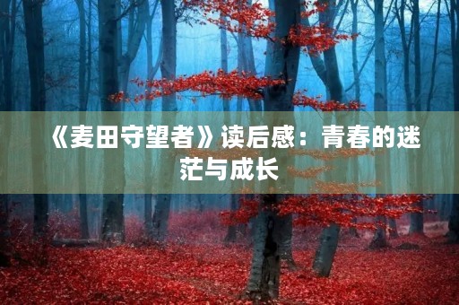 《麦田守望者》读后感：青春的迷茫与成长