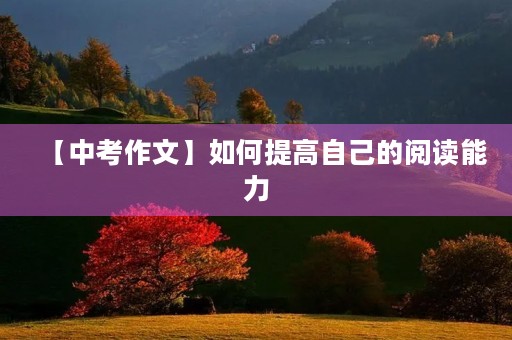 【中考作文】如何提高自己的阅读能力