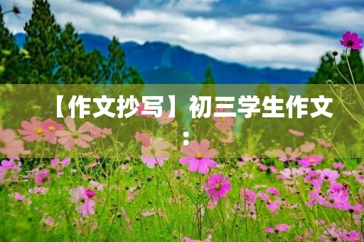 【作文抄写】初三学生作文：