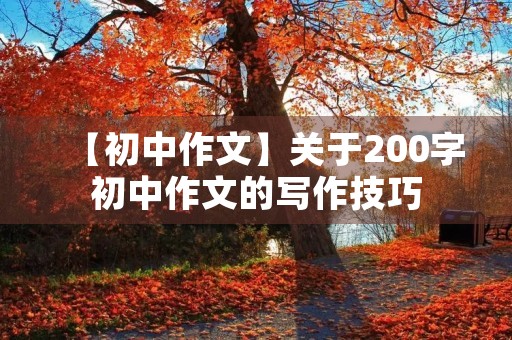 【初中作文】关于200字初中作文的写作技巧 【初中作文】关于200字初中作文的写作技巧