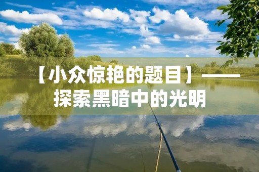 【小众惊艳的题目】——探索黑暗中的光明