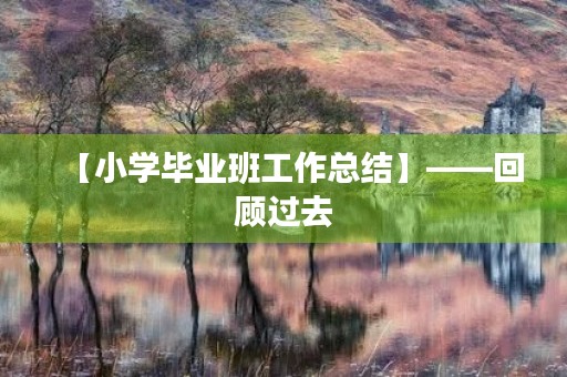 【小学毕业班工作总结】——回顾过去,展望未来 【小学毕业班工作总结】——回顾过去,展望未来