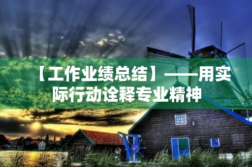 【工作业绩总结】——用实际行动诠释专业精神