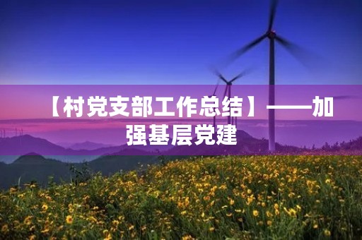【村党支部工作总结】——加强基层党建，推动乡村振兴
