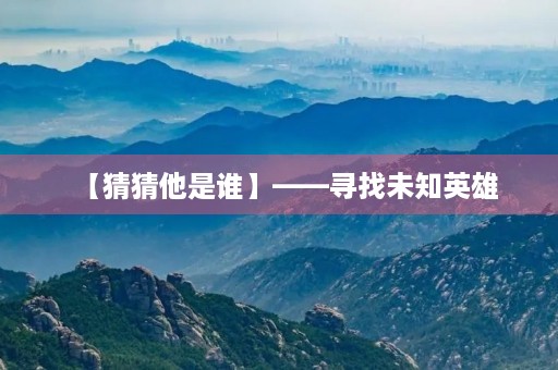 【猜猜他是谁】——寻找未知英雄