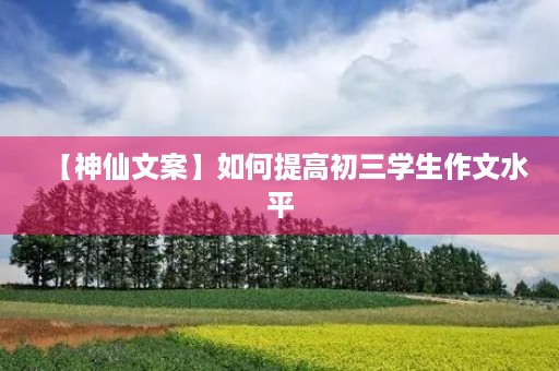 【神仙文案】如何提高初三学生作文水平