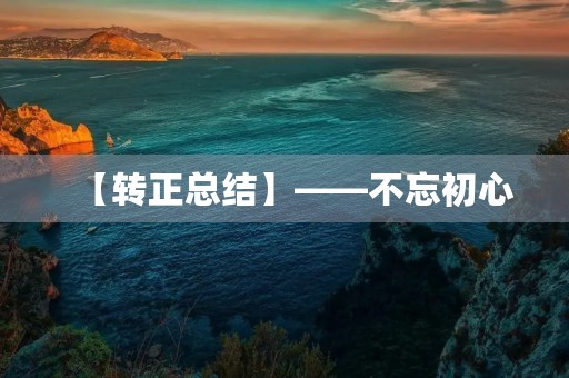 【转正总结】——不忘初心，砥砺前行