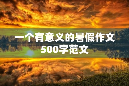 一个有意义的暑假作文500字范文