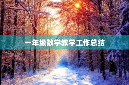 一年级数学教学工作总结