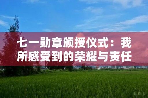 七一勋章颁授仪式:我所感受到的荣耀与责任 七一勋章颁授仪式:我所感受到的荣耀与责任