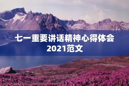 七一重要讲话精神心得体会2021范文 七一重要讲话精神心得体会2021范文