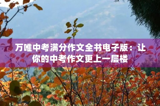 万唯中考满分作文全书电子版:让你的中考作文更上一层楼 万唯中考满分作文全书电子版:让你的中考作文更上一层楼