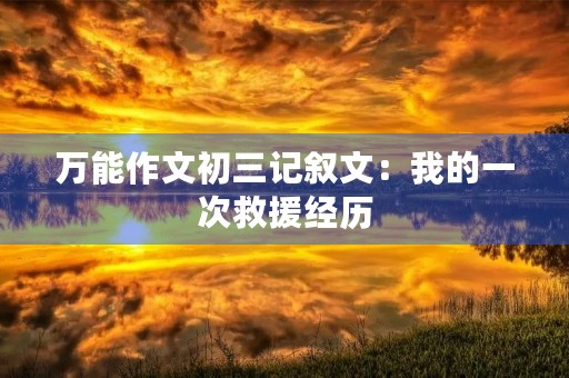万能作文初三记叙文：我的一次救援经历