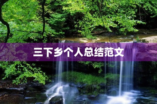 三下乡个人总结范文