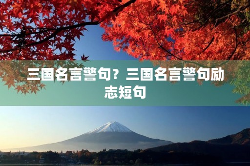 三国名言警句？三国名言警句励志短句