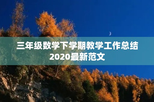 三年级数学下学期教学工作总结2020最新范文