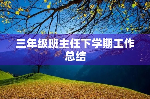三年级班主任下学期工作总结