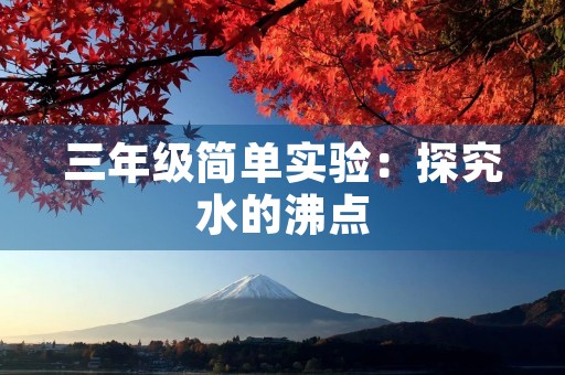 三年级简单实验：探究水的沸点