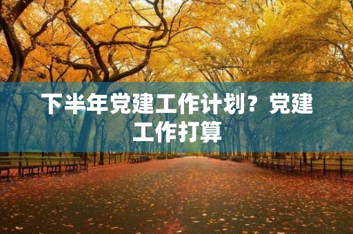 下半年党建工作计划?党建工作打算 下半年党建工作计划?党建工作打算