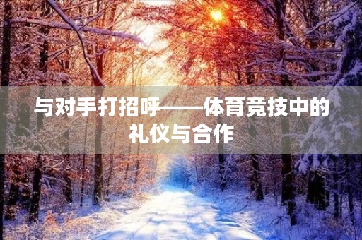与对手打招呼——体育竞技中的礼仪与合作