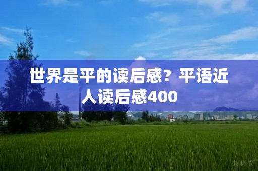世界是平的读后感？平语近人读后感400