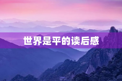 世界是平的读后感 世界是平的读后感