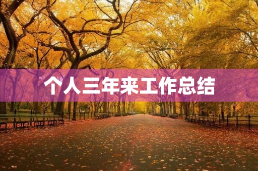 个人三年来工作总结